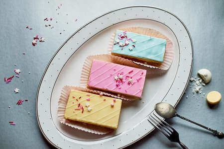 Beautiful delicate shortbread cakes with icing of delicate colors. Tea party for the holiday....
