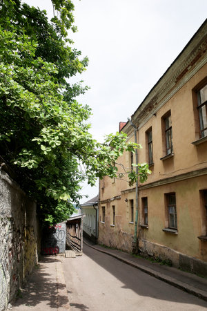 The streets of the old town. Vyborg , Leningrad Oblast, Russia.の写真素材