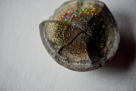 Stones, spectro pyrite. Unusual stones. Natural breed.の写真素材