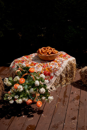 Wedding decoration in the Slavic style.の写真素材
