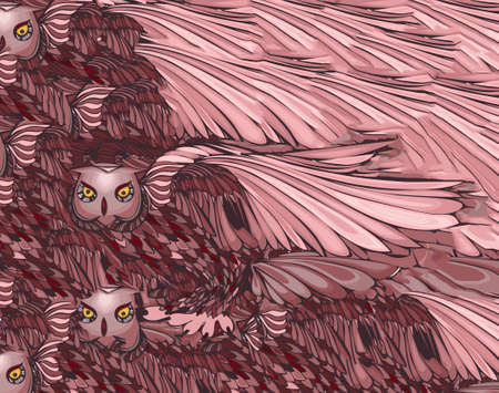 Graphic illustration of flying owl.の写真素材