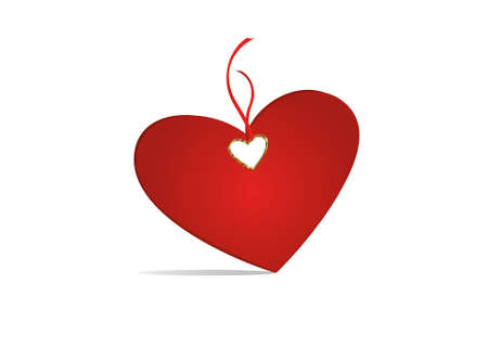 Gift card tied with a red heart. Vector. Valentine's Day. Isolated on white backgroundのイラスト素材