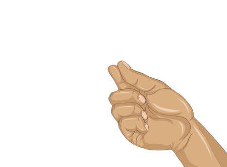 Hand holding a finger something invisible. Empty space for your ad or product.のイラスト素材