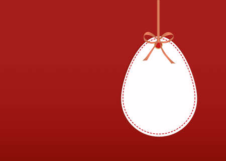 Easter egg from paper hang on a tape with bows. Greeting card or invitation for a holiday. Free space for text. Vectorのイラスト素材