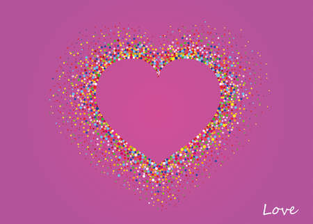 Multicolored rainbow confetti in the shape of a heart. Vector. Love. Postcard or invitation for a holiday. Valentine's Dayのイラスト素材