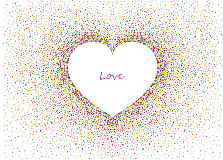 Multicolored rainbow confetti in the shape of a heart. Vector. Love. Postcard or invitation for a holiday. Valentine's Dayのイラスト素材