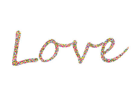 Colorful confetti in the word love. Lined of letters. Greeting card for Valentine's Day. Vectorのイラスト素材