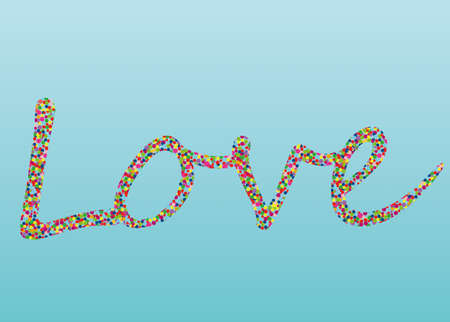 Colorful confetti in the word love. Lined of letters. Greeting card for Valentine's Day. Vectorのイラスト素材