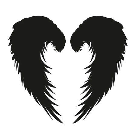 Wings Vector illustration on white background Black and white styleのイラスト素材
