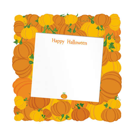 Halloween. Pumpkins in the form of a square. Greeting card or invitation for a holiday. Empty form for text or message. Vector.のイラスト素材