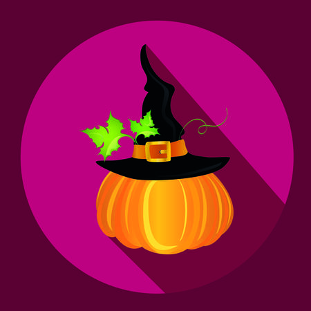 Halloween. Witch hat. Vector. Greeting card or invitation for a party and a partyのイラスト素材