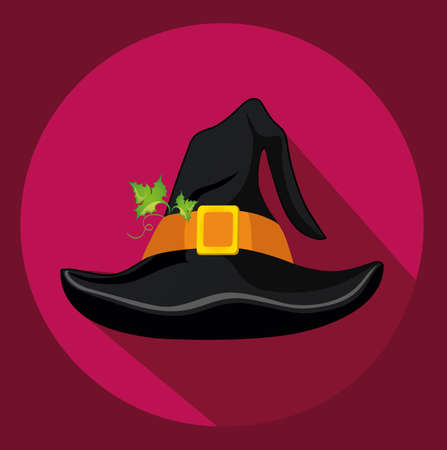 Halloween. Witch hat. Vector. Greeting card or invitation for a party and a party.のイラスト素材