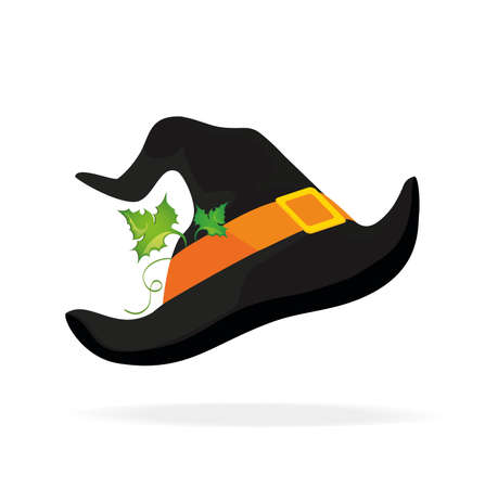 Halloween. Witch hat. Vector. Greeting card or invitation for a party and a party.のイラスト素材