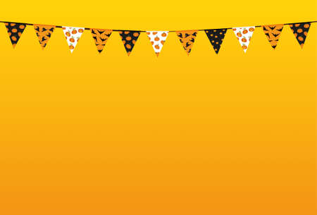 Carnival for Halloween with flags of Garland. Festive pattern. Vector. The concept of an invitation to a party or a birthday card. Empty space for text or advertising.のイラスト素材