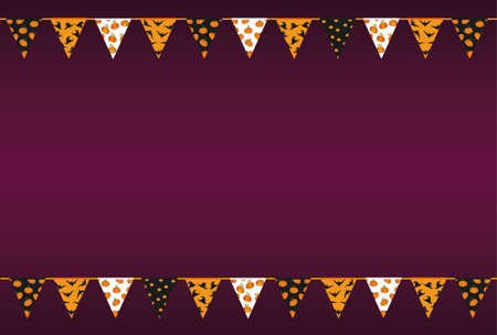Carnival for Halloween with flags of Garland. Festive pattern. Vector. The concept of an invitation to a party or a birthday card. Empty space for text or advertising.のイラスト素材