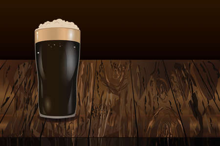 Beer glasses on wooden table.のイラスト素材