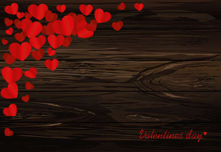 Heart background. Card for Valentine's Day. Empty space for your advertising or inscriptions. Vector illustration on wooden background.のイラスト素材