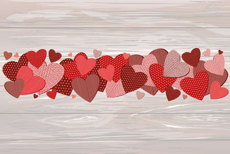 Heart. Card for Valentine's Day. Empty space for your advertising or inscriptions. Vector illustration on wooden backgroundのイラスト素材