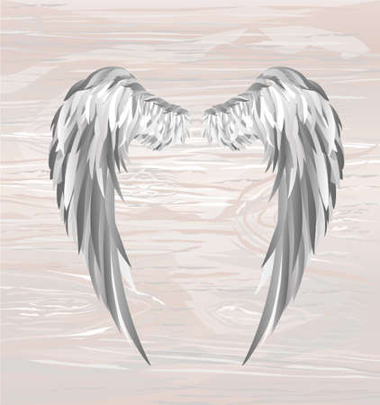 Black and white style wings vector illustrationのイラスト素材