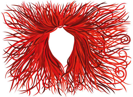 Beautiful waving hair without a face in different shades of red. Beauty salon graphic style illustration.のイラスト素材