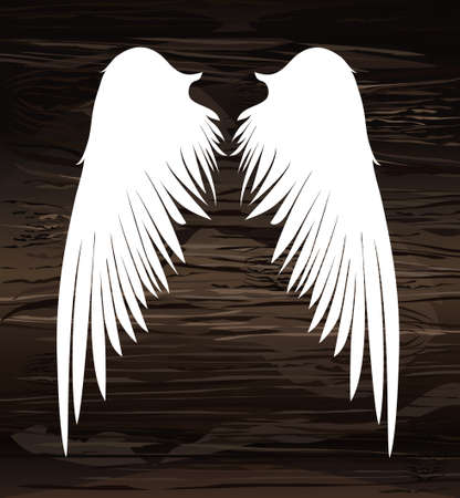 Wings. Vector illustration on wooden background. Bのイラスト素材
