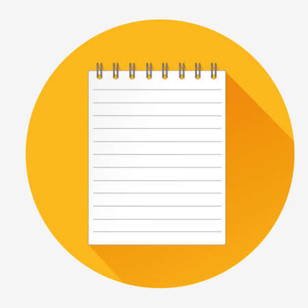 Template with spiral notebook . Vector on yellow background. Diary for business. The design of the cover of the laptop. A realistic notepad. Office stationery. For notesのイラスト素材