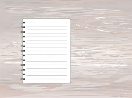 Template with spiral notebook. Vector on wooden background. Diary for business. The design of the cover of the laptop. A realistic notepad. Office stationery. For notesのイラスト素材