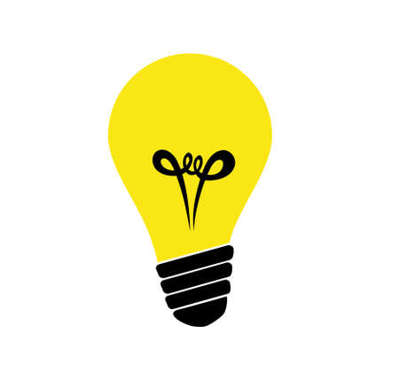 Yellow Light bulb icon with concept of idea. Vector isolated on white background.のイラスト素材