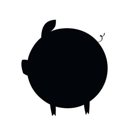 Logo pig. Line piggy. Pork. Vector illustration on white background. Symbol 2019のイラスト素材