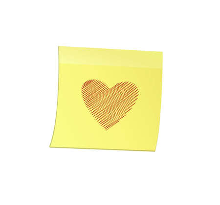 Simple lines in the shape of a heart red  on a yellow sticker for Valentine's Day. Creative design...
