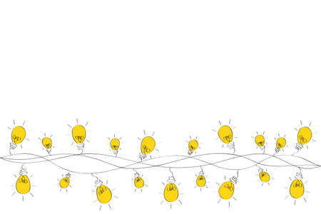A set of warm light bulb garlands, holiday decorations. The lamps. Glowing Christmas lights. Vector...
