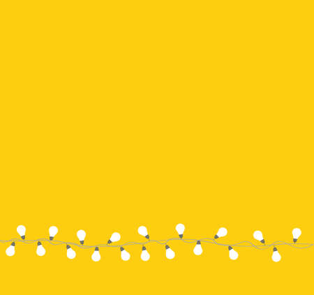 A set of warm light bulb garlands, holiday decorations. The lamps. Glowing Christmas lights. Vector on yellow background.のイラスト素材