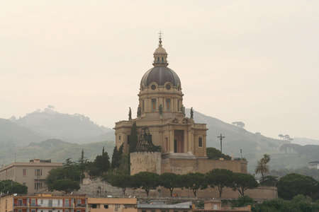 imposing building near Messina harbour, Sicilyの写真素材