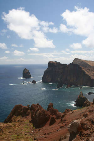 heading towards the eastern end of Madeira, there is a miradouro (lookout) point which shows the wild and rugged coastline.の写真素材