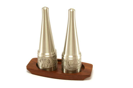 a beautifully detailed embossed salt and pepper set from Thailandの写真素材