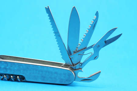 all the tools on one end of a pocket multi tool opened out - pocket fluff included free of charge!!の写真素材