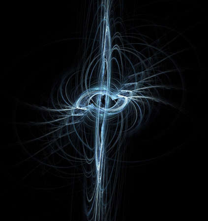 Computer generated flame fractal in blue and white. Reminds me of the alien tower in Star Trek Voyager! LOLの写真素材