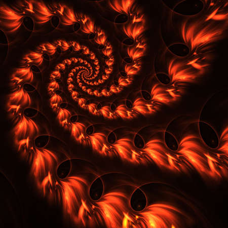 Fiery spiral tunnel like fractalの写真素材