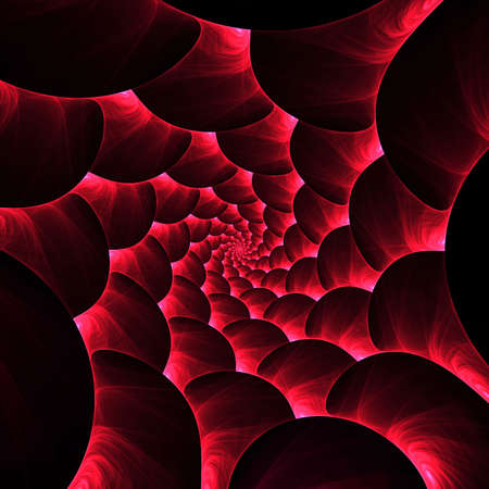 Red spiral tunnel style fractalの写真素材