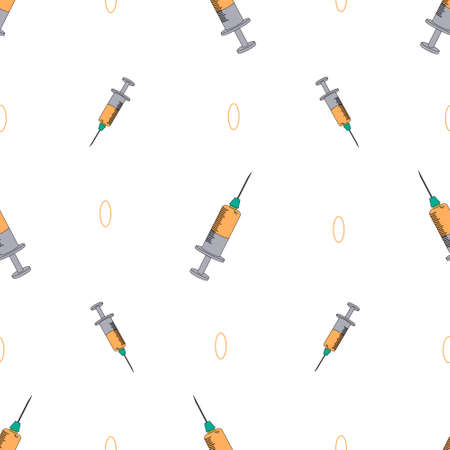 Seamless pattern of medical syringe.のイラスト素材