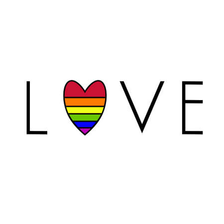 Love sign with a rainbow heart.のイラスト素材