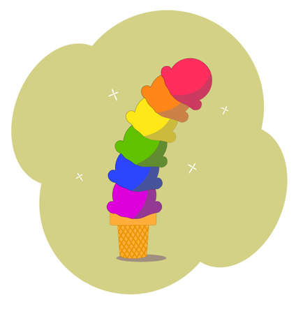 An illustration of a rainbow colored ice cream.のイラスト素材