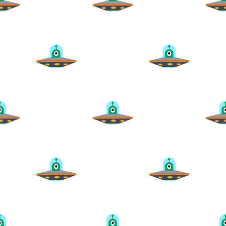 A seamless pattern of the flying saucers and aliens.のイラスト素材