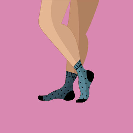 An illustration with a pair of legs in blue socks.のイラスト素材