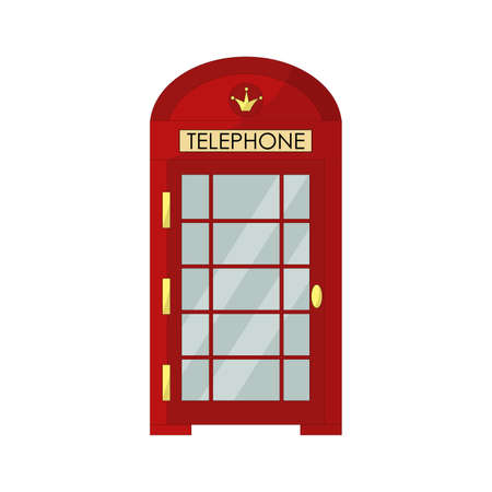 An illustration of a red telephone booth. London traditional street phone.のイラスト素材