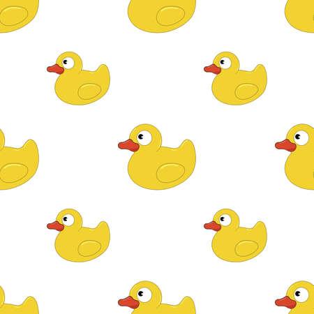 A seamless pattern with yellow rubber ducks. Kids wallpaper. Shower and bath background.のイラスト素材