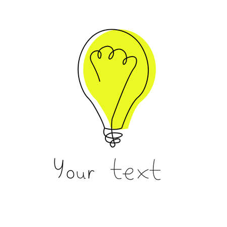 Hand drawn light bulb logo. Doodle icon.のイラスト素材
