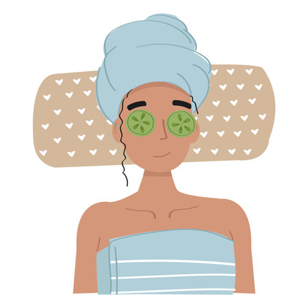 An illustration of a woman getting Spa treatment.のイラスト素材
