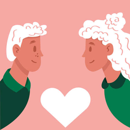 A man and a woman lookingat each other.のイラスト素材