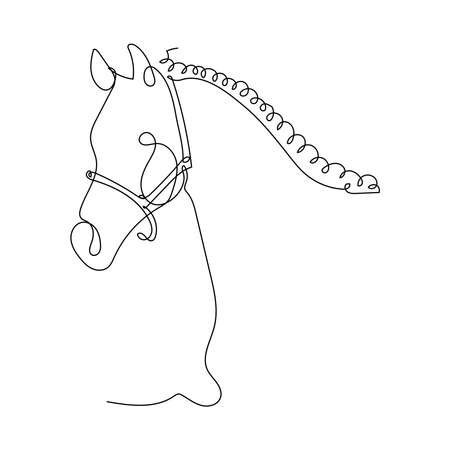 Single line horse silhouette illustrationのイラスト素材